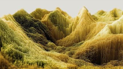 Landscape made up of data points, colourful
