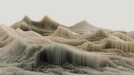 Landscape made up of data points, colourful