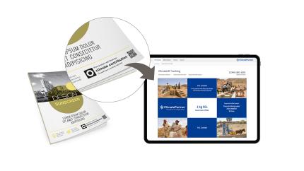 The label Product with financial climate contribution and ID tracking page