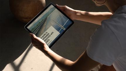 Tablet showing the renewable electricity guide