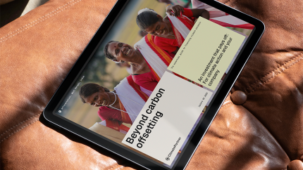 Guide beyond carbon offsetting on tablet