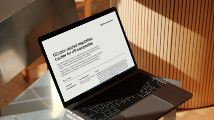 Laptop showing the Climate Regulation Tracker