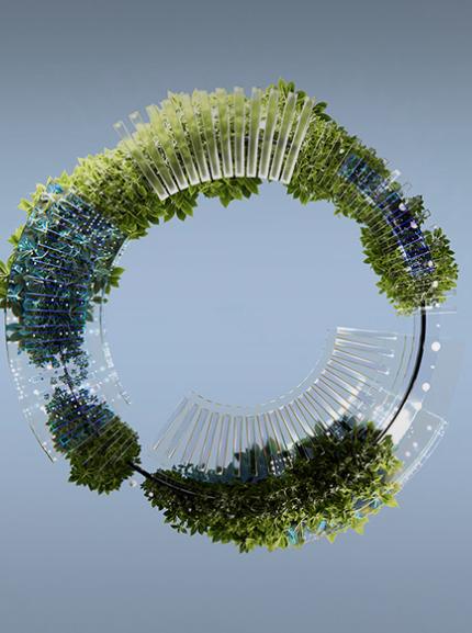 Kreis mit grünen Pflanzen