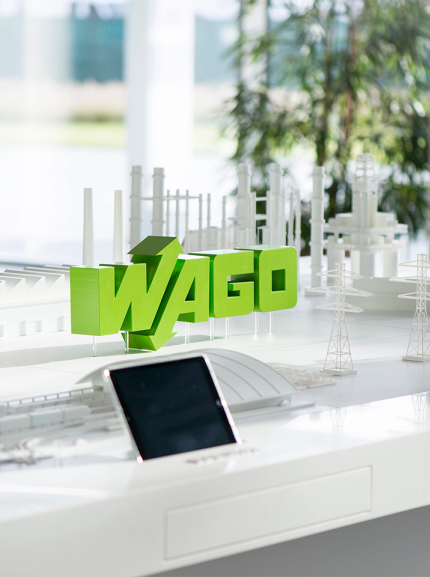 Desk with wago logo