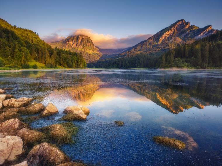 lake and mountains landscape