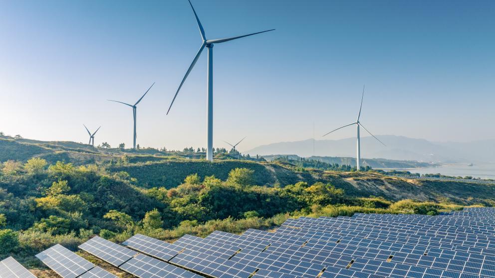 Windmills and solar panels