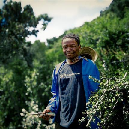 Man reforesting Spekboom