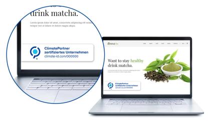 ClimatePartner zertifiziert Beispiel Website