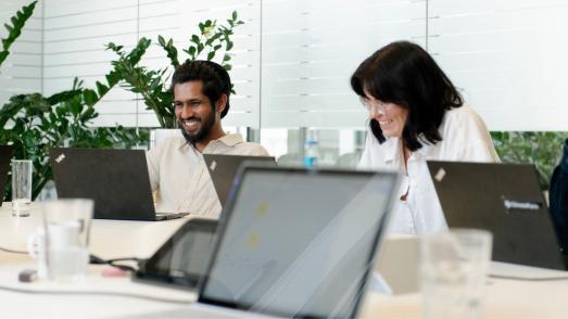 two people in an office